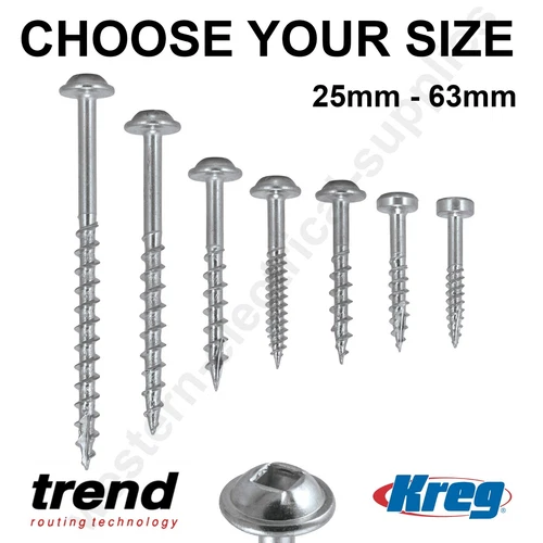 100 PACK Pocket Hole Screws Trend Kreg Square Drive ALL SIZES 25mm - 63mm No.6-8