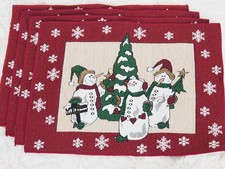 4X SNOWMAN Tapestry Placemats