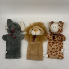 Animal Hand Puppets Giraffe Lion  Elephant Set Lillian Vernon Lot 