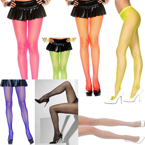 Fishnet Bright Neon Tights Yellow Pink 