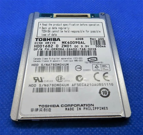 TOSHIBA MK4009GAL 40GB HDD1682 1.8" 4200 RPM ATA/IDE HARD DRIVE - Picture 2 of 4