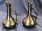 PAIR OF ROYAL HAEGER 7 1/4 IN MATTE BLACK HANDLED EWERS