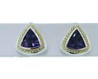 Lorenzo Lze078-Am Women's Sterling Silver 18K Amethyst Fancy Stud Earrings 3/4"