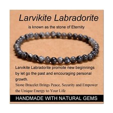 Larvikite Black Labradorite 4mm Round Gemstone Beaded Healing Balance Bracelet