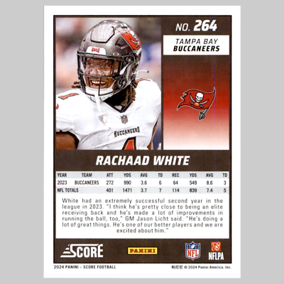 Rachaad White #264 2024 Score Tampa Bay Buccaneers Football Card