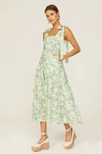 Kivari Dress Chloe Midi Linen Blend Strappy Smocked Top Size 10 RRP $349