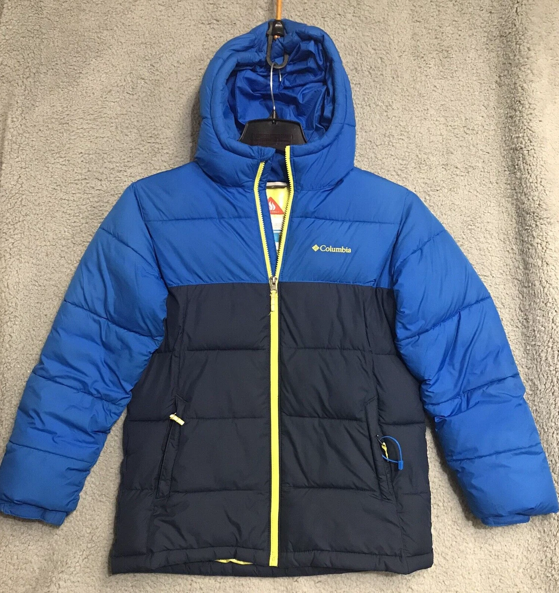 Columbia Jacket Boys Large 14/16 Blue Hooded Omni Heat Outgrown