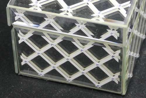 MAX STUDIO HOME MIRRORED JEWELRY, TRINKET BOX w APPLIED RHINESTONES, 12 BY 5 IN. - Picture 4 of 9