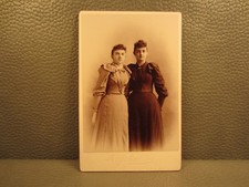 Victorian Antique Cabinet Card Family Photo of Two Sisters, Young Women