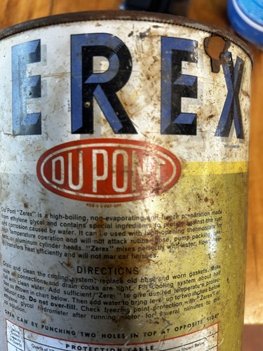 100% ORIGINAL ~ 1950’s DuPont Zerex ANTI FREEZE Old Display Tin 1 Gallon Pic - Picture 5 of 8