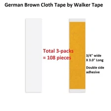 German Brown Cloth Tape 3/4 inch STRAIGHT 3 packS 108 pieces by Walker Tape Co.