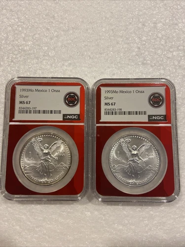 1993-MO NGC MS67 .999 Silver Libertad 1oz ONZA Lot of 2