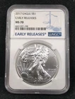 2017 $1 American Silver Eagle .999 Fine NGC MS 70 Early Releases 8017
