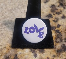 Coldplay Chris Martin  Love Logo Button Hat Lapel Trading Pin Badge Purple