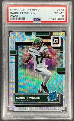 2022 Garrett Wilson Donruss Optic WAVE Rated Rookie RC Jets /300 #206 PSA 8