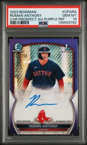 Roman Anthony 2023 1st Bowman Chrome Auto Purple Refractor /250 PSA 10 GEM MINT