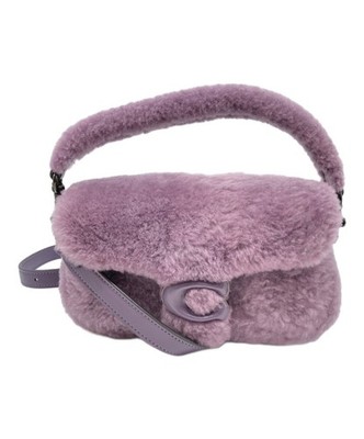 Coach Pillow Tabby Shoulder Bag Purple Shearling Fur Crossbody CC444