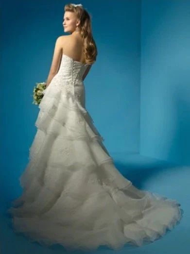 Alfred Angelo Size 18 Ivory Organza Sweetheart Bodice A-Line Skirt Style# 2123 - Image 4 of 4