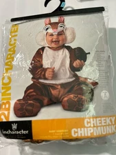 2B In character Cheeky Chipmunk Costume 6 To 12 Months Jumpsuit, Hood,tail,acorn
