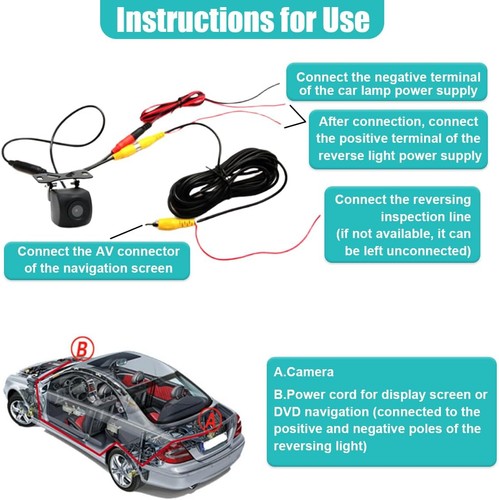 170° CMOS Backup Reverse Camera Car Rear View Night Vision Parking HD Waterproof - Picture 5 of 12