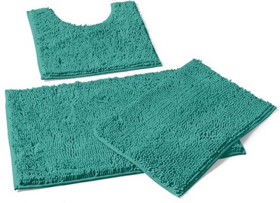 Bathroom Rugs Sets 4 Piece - Non-Slip Shaggy Chenille Mat Set -