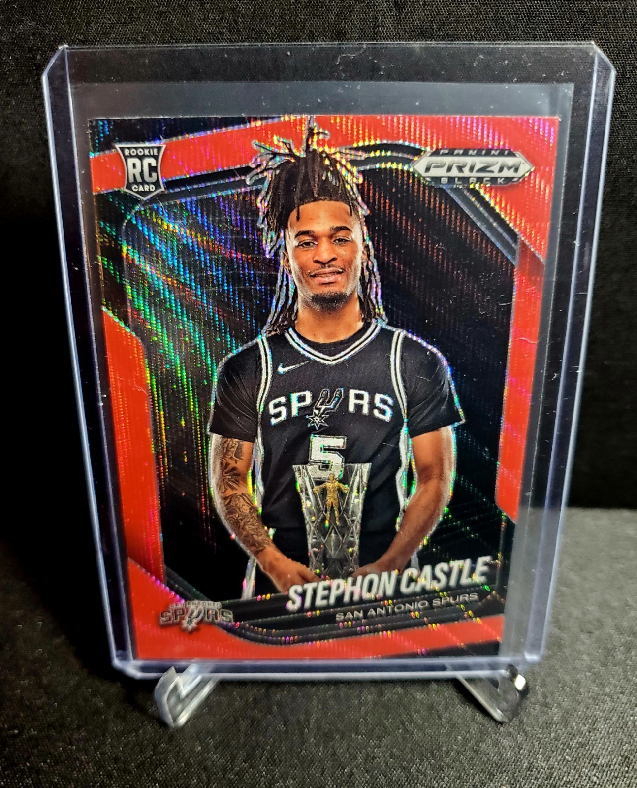 2024-25 Panini Prizm Black Stephon Castle #96 Red Wave RC Spurs