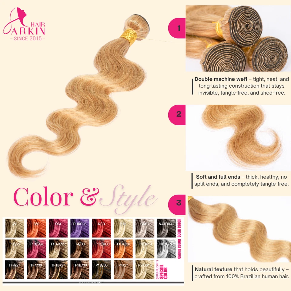 Body Wave Pacotes de Cabelo Humano Ombre Brasileiro Remy Extensões de Cabelo Humano Loiro - Imagem 2 de 4