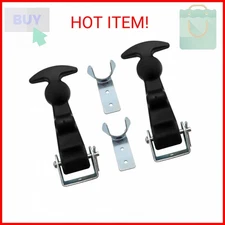 QWORK 2Packs 4.7 inch T-Handle Draw Latches with Brackets, Rubber Flexible Hood 