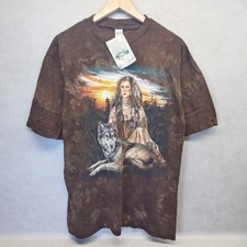 t-shirt uomo back to earth nuova con etichetta lupo nativi americani grafica, media