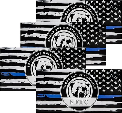 YTFRL 4 calcomanías de línea fina con código 4, bandera estadounidense, impermeable