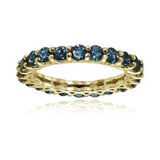 925 Sterling Silver Genuine London Blue Topaz 18K Gold Plated Infinity Ring