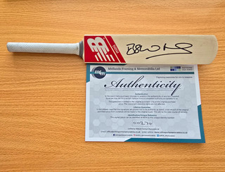 New Mini Cricket Bat Signed Ben Stokes Autograph with COA New Balance Mini Bat