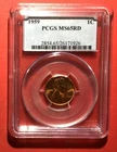1959 US LINCOLN CENT PCGS MS 65 RD FULL RED! Old US Coin!