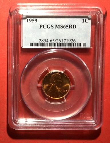 1959 US LINCOLN CENT PCGS MS 65 RD FULL RED! Old US Coin!