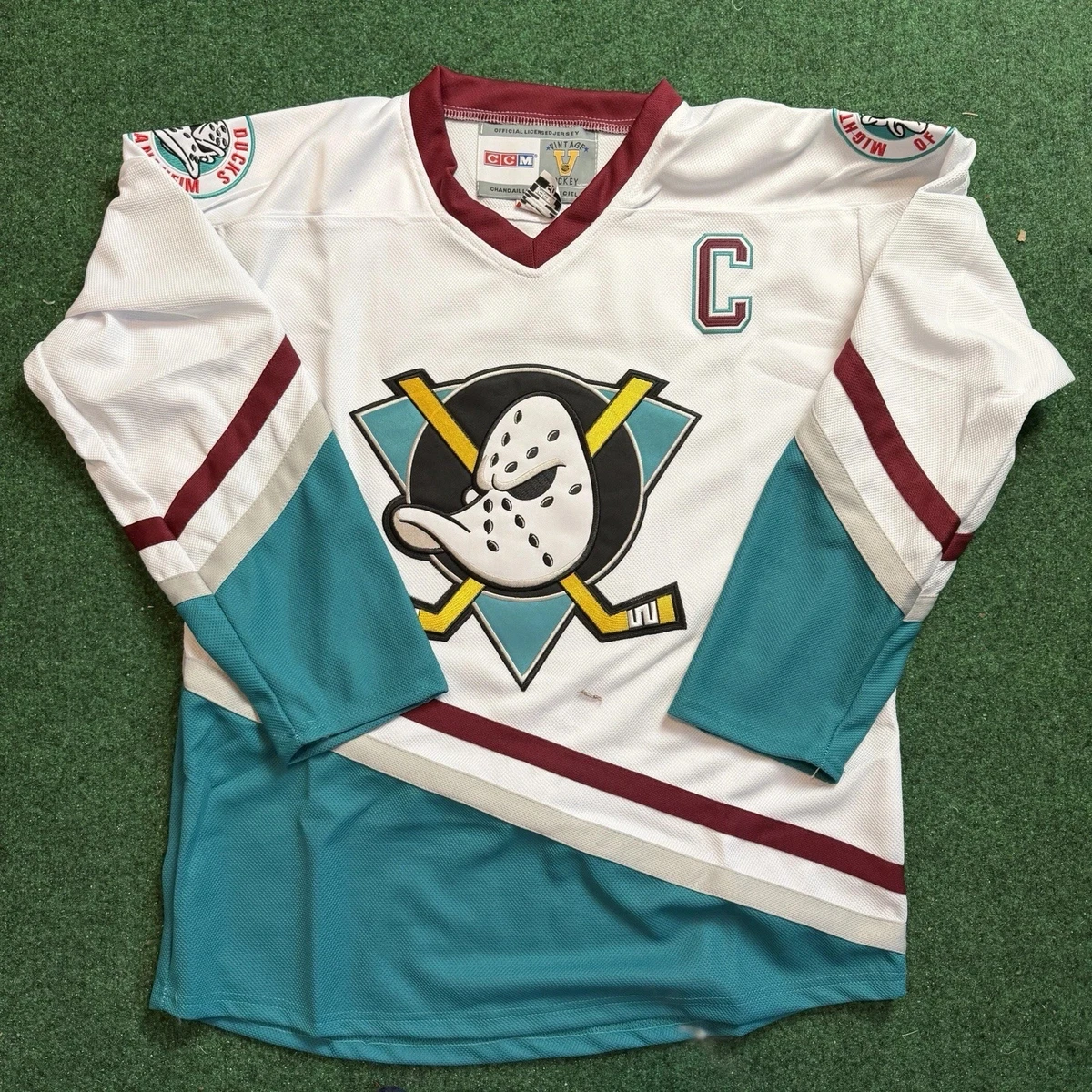 Maillot De Hockey Vintage Anaheim Mighty Ducks - Années 90 - Taille L - Blanc - CCM
