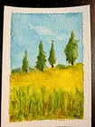 Original ACEO Watercolor - Peaceful Valley landscape painting 2.5" x 3.5" Signed — photo 2