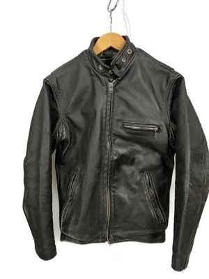 Chaqueta Schott Single Riders de cuero negro CAF1 - Imagen 1 de 4