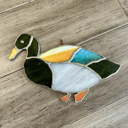 Vintage Stained Glass Mallard Duck Suncatcher Handmade Multicolor Sun Catcher - Picture 1 of 7
