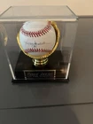 REGGIE JACKSON SIGNED OMLB BASEBALL UD Sticker-Mr. October. W/ display case