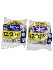Romex SIMpull 15' 12-2 w/Ground Yellow Indoor Wire Copper NM-B Cable, Set of 2