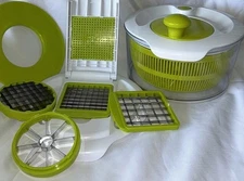 BergHOFF SALAD SPINNER Slicer Lettuce Storage Bowl Dicer Set Bridal Shower Gift