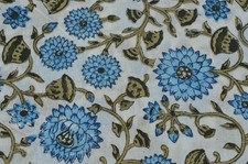 NO TARRIF CHARGES 100 ZK 168 Hand Block Floral Print 100 Cotton 2.5Yard Fabric