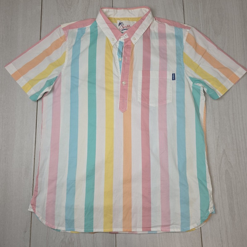 Chubbies Multicolor Striped Cotton Blend Button-Up Shirt Short Sleeve L Pockets