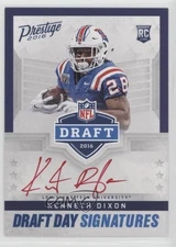 2016 Panini Prestige Draft Day Signatures Red Ink Kenneth Dixon Rookie Auto RC