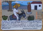 Exvoto with farmer recovers his stolen donkey theme folkart hand painted retablo