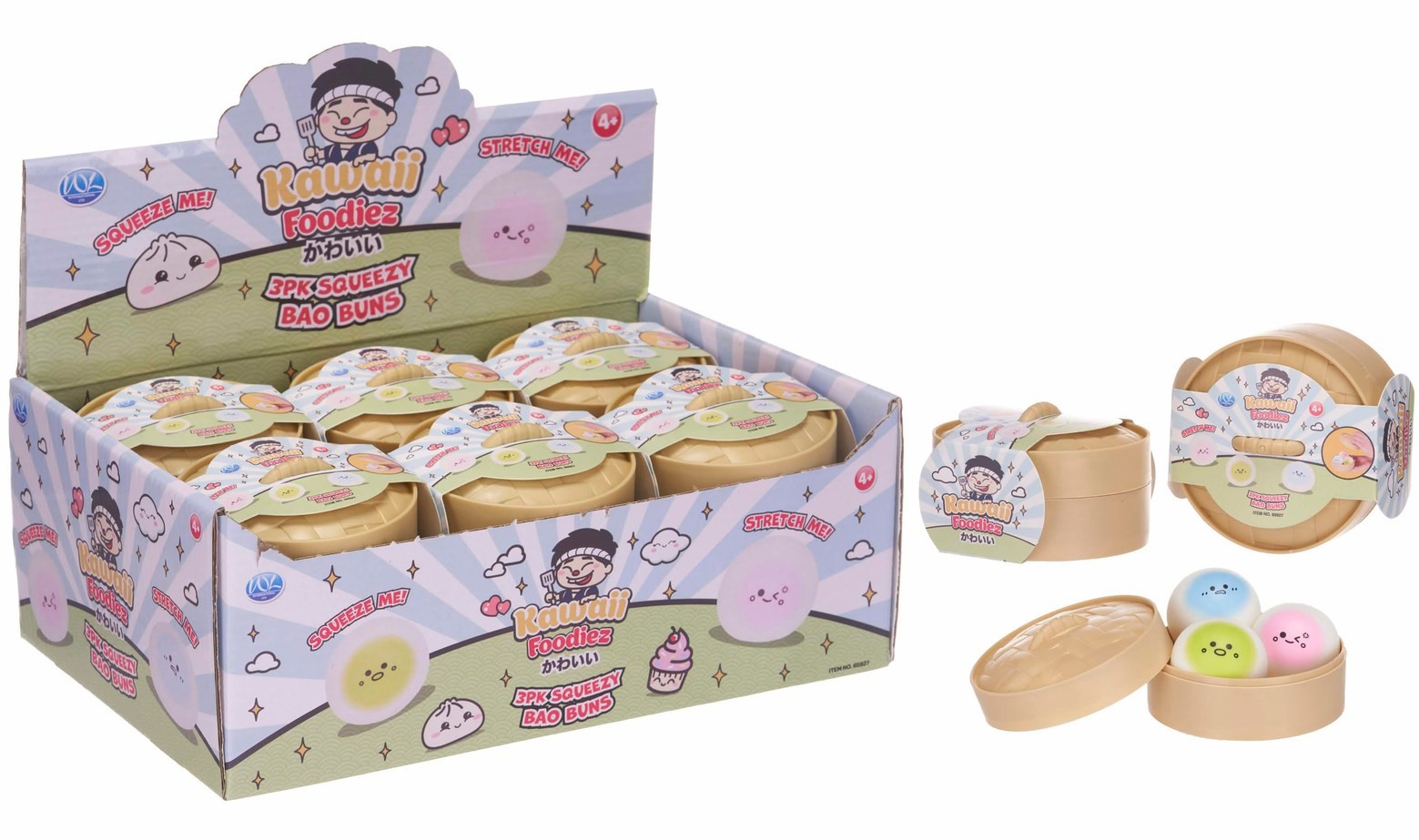 NEU OFFIZIELLES KAWAII FOODIEZ BAO BRÖTCHEN MATSCHIG JAPANISCHES ESSEN SQUASHY SPIELZEUG KNÖDEL