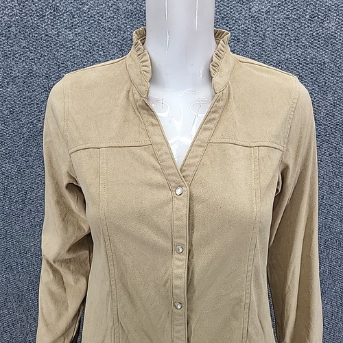 Camisa Canyon Retreat de gamuza sintética frontal a presión manga larga talla XX-Pequeña beige - Imagen 4 de 9