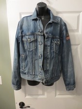 Vintage Polo Ralph Lauren Women  s Medium Blue Denim American Flag Patch Jacket