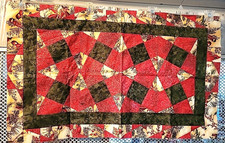 Patchwork Quilt Table Runner Christmas Reds  Greens. TOP ONLY. 36 x 22 Inches