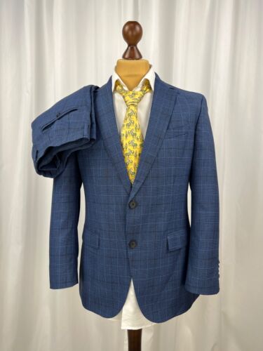 HUGO BOSS Super 120`s DRAGO Plaid Wool 2-Piece SlimFit Suit 40US\50IT *Cropped